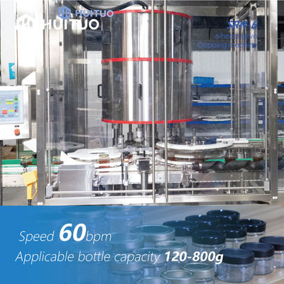 Máquina que capsula rotatoria serva 6 60bpm principales automáticos de Honey Syrup Glass Jar Bottle