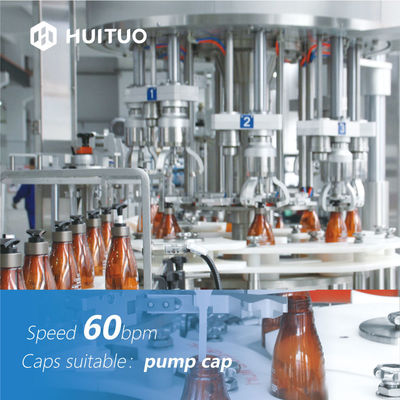 Máquina que capsula de la botella del champú del pelo de la loción de la bomba cónica del dispensador con el sistema del duende malicioso